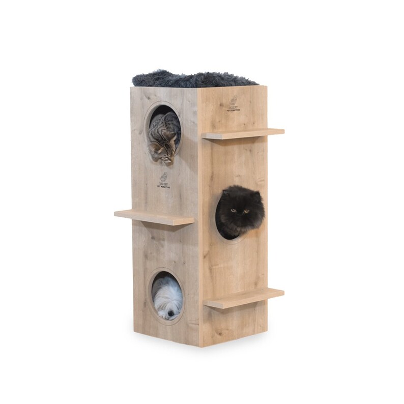 Cat Tree With 3 Condos Cat Tower With Three Condos Solid Etsy Cat Tree With 3 Condos Cat Tower With Three Condos Solid Etsy