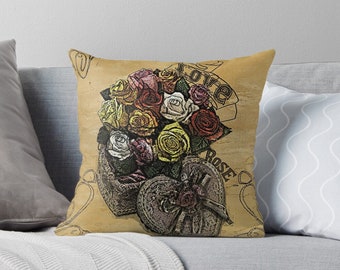 Steampunk’d Flower Throw Oreiller