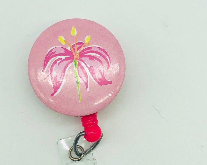 Tropical Pink Flower Badge Reel