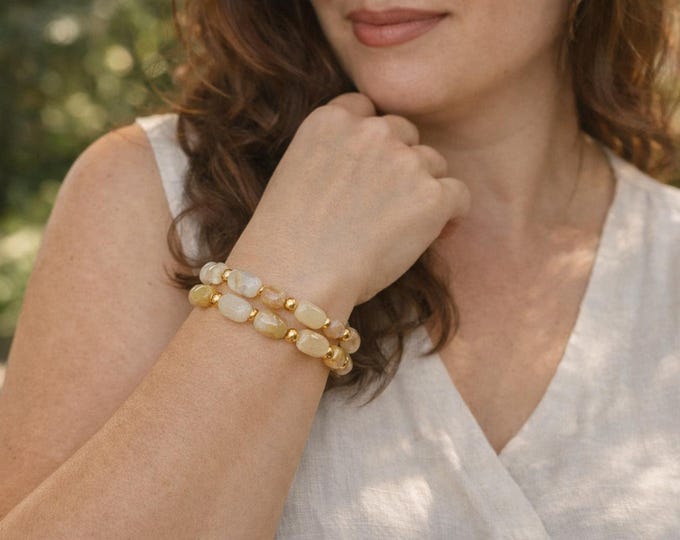 Sun-kissed Neutral Stone Bracelet Duo