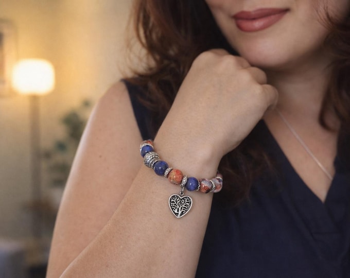 Heart or Tree of Life Gemstone Bracelet-Handmade symbolic jewelry