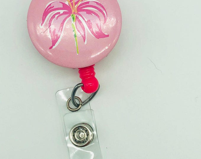 Tropical Pink Flower Badge Reel