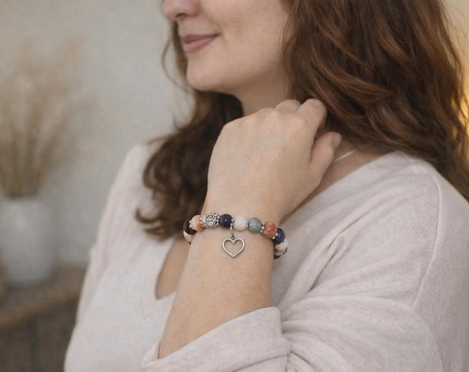 Mixed gemstone beaded bracelet