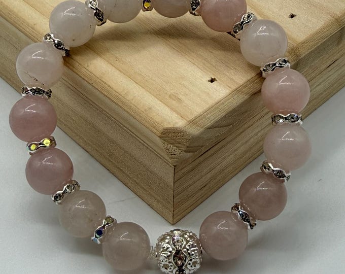 12mm Rose Quartz beaded bracelet