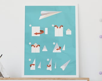 Faltbare Papierflieger Origami Wandkunst