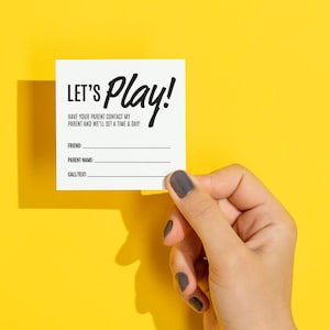 6 inviti stampabili per attività di gioco a casa, per la scuola dell'infanzia, l'asilo nido, la casa degli amici, la chiesa, in formato PDF.