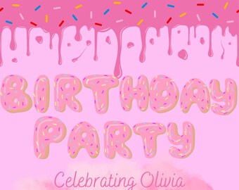 Donut Birthday Invitation | Donut party | Strawberry with sprinkles | digital download | digital invitation