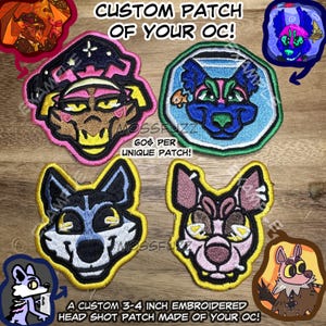 Custom Embroidered Head Shot Patch Of Your Original Character (Sew On)