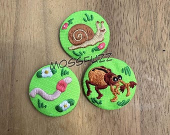 Bug Buddies Button Back Embroidered Pin