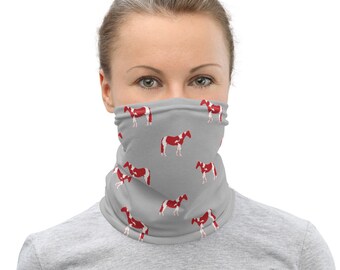 Paint Horse Neck Gaiter - Gray and Red