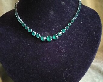 1950s Green Diamante Necklace