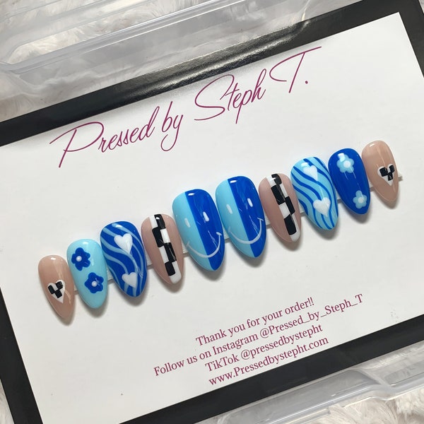 Medium- Short Almond press on nails | ready to ship nails