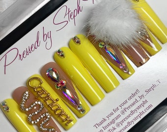 Birthday Boss 02 | Bodak Yellow | XXL Nails | Birthday Nails | Zodiac nails | Yellow nails | Luxury Nails