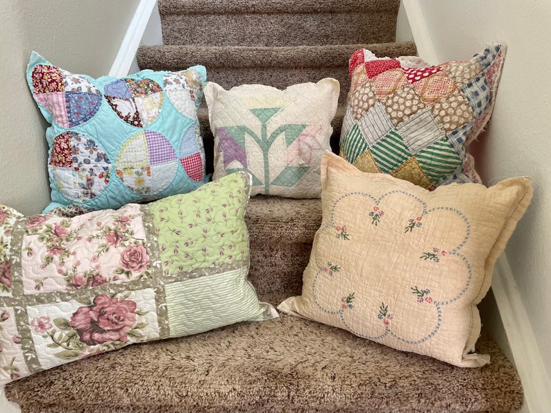 Vintage Quilted Pillows Etsy