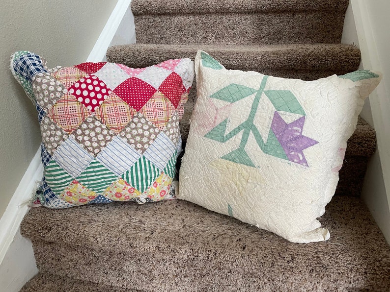 Vintage Quilted Pillows Etsy
