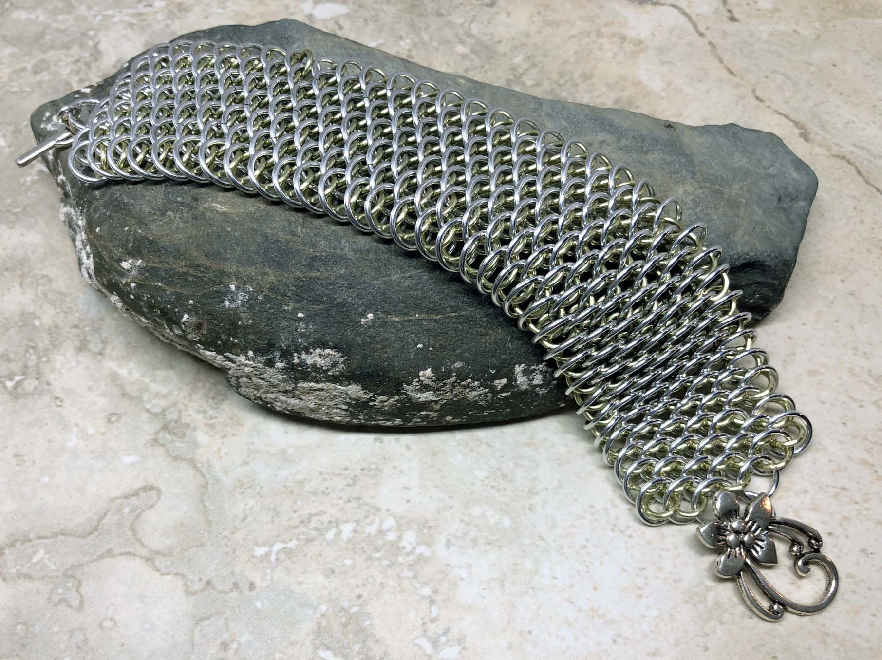 Dragonscale weave chainmail cuff bracelet Etsy