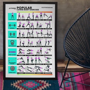 Lower Body Exercises for Women. Printable Poster With 28 Effective Exercises. Bodyweight ...