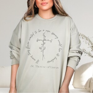 Catholic Sweatshirt, Saint Therese of Lisieux sweater, Religious Sweatshirt, Catholic Gifts, Gift for Women, The little Flower