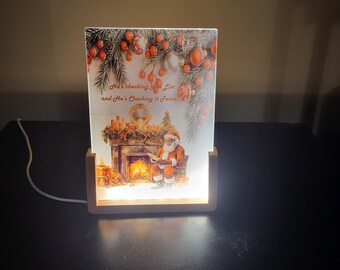 Led Lighted Santa Photo with Stand (usb cord)