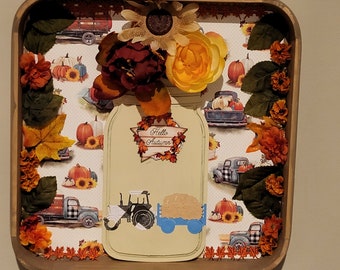 Mason Jar Multi Media Fall Floral Sign