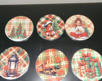 6 pc Ceramic Coaster Set with stand