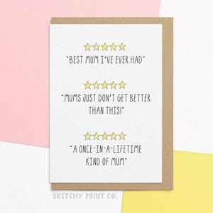 Grappige Moederdagkaart voor mama | 5-sterrenrecensie | Moederdag cadeau-ideeën voor mama | Fijne Moederdag | Gepersonaliseerde boodschap