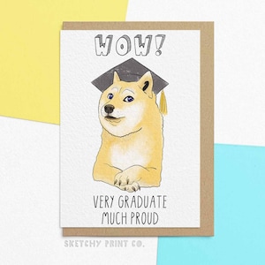 Graduation Card | Grad Doge | Very Graduate Much Proud | Funny Grad Card | Send Your Card Direct With A Custom Message