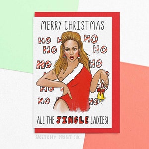 Carte de Noël drôle | Joyeux Noël à toutes les femmes Jingle | Cartes de vœux de Noël pour les amateurs de musique | Envoi direct avec un message personnalisé