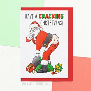 Carte de Noël drôle | Passez un excellent Noël | Carte de Père Noël grossière | Cartes de vœux effrontées | Envoyez votre carte directement avec un message personnalisé