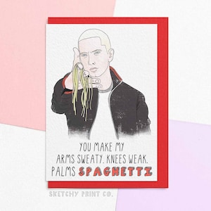 Carte de Saint-Valentin drôle | Genoux Paumes faibles Spaghetti | Envoyez votre carte directement avec un message personnalisé