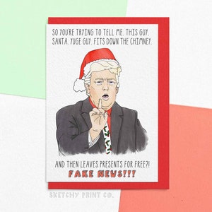 Carte de Noël | Trump Fake News | Cartes de Noël amusantes | Cartes de vœux drôles | Envoyez votre carte directement avec un message personnalisé