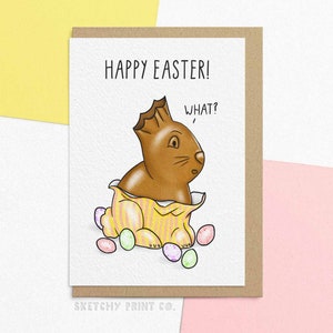 Joyeuses Pâques | Lapin en chocolat | Cadeau de Pâques | Carte de Pâques drôle | Envoyez votre carte directement avec un message personnalisé