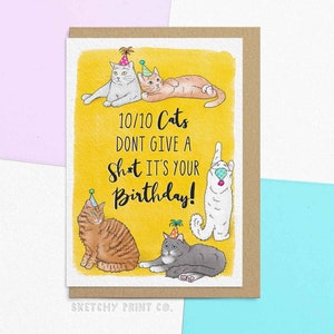 Funny Birthday Card for Cat Mom Or Cat Dad | Happy Birthday Wishes For Friend | Personalised With Your Message