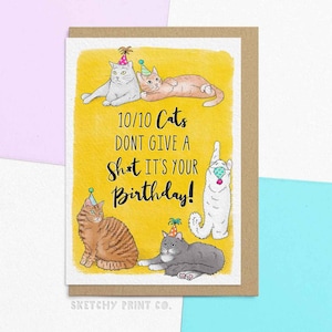 Carte d'anniversaire drôle pour maman chat ou papa chat | Souhaits de joyeux anniversaire pour un ami | Personnalisé avec votre message