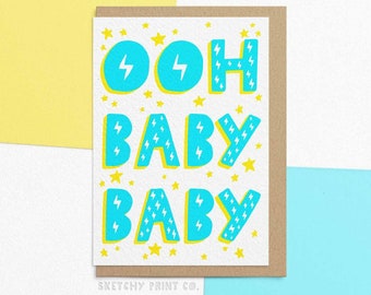 Funny New Baby Card | Ooh Baby Baby | Baby Shower Card | Congratulations On Your New Baby