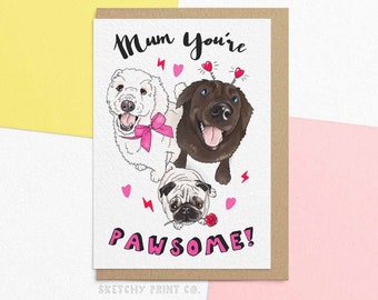 Mors dag- och födelsedagskort | Mamma, du är fantastisk | Hundmammakort | Roligt hundkort för mors dag