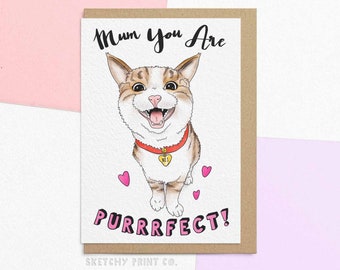 Fête des mères et carte d'anniversaire | maman, tu es parfaite | Carte de maman de chat | Carte drôle de chat pour la fête des mères