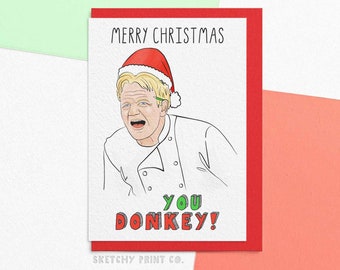 Handmade Christmas Card - Festive Donkeys Handmade Christmas Card - Festive Donkeys
