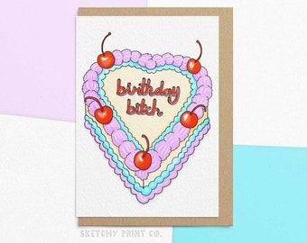 Funny Birthday Card For Best Friend | Birthday Cake | Personalised With Your Message | Gift Ideas For Her