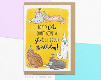 Funny Birthday Card for Cat Mom Or Cat Dad | Happy Birthday Wishes For Friend | Personalised With Your Message