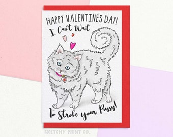 Funny Valentines Day Card | Rude Cat Card For Partner, Girlfriend, Wife | Send Your Card Direct With A Personalised Message