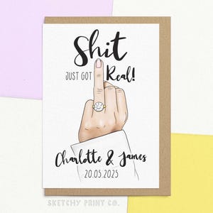 Carte de fiançailles personnalisée pour meilleur ami | Carte amusante avec noms personnalisés et date | Cadeau de fiançailles pour couple
