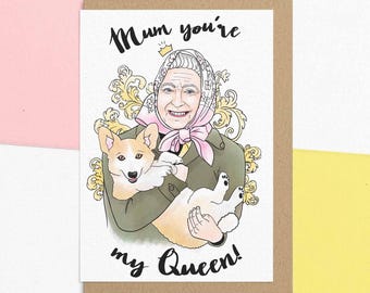 Cute Mother's Day Card For Mum | Mom's Birthday | Queen Elizabeth | Personalised
