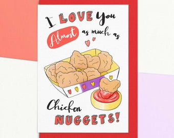 Funny Valentines or Anniversary Card For Boyfriend or Husband | Chicken Nuggets