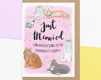 Lustige Katzenhochzeitskarte für Brautpaar | Gerade verheiratet Geschenk für Mann & Frau