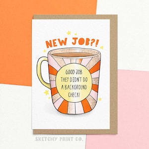 Funny New Job Card For Work Friend | Rude Work Leaving Card For Work Wife | Background Check | Good Luck In Your New Job Card