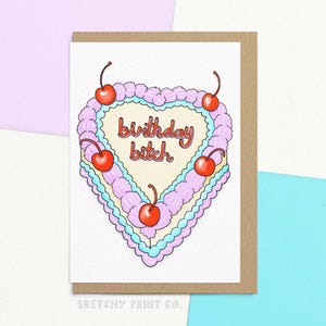 Carte d'anniversaire drôle pour le meilleur ami | gâteau d'anniversaire coeur vintage | Carte d'anniversaire grossière pour soeur | Personnalisé avec votre message