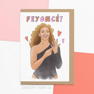 Carte de fiançailles drôle Feyoncé, fiançailles d'un meilleur ami, carte de fiancée soeur, mariage de la culture pop, option personnalisée, UK fait main recyclable