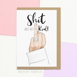 Carte drôle de jour de mariage pour le meilleur ami | Carte de fiançailles heureuse pour soeur | C'est juste devenu réalité | Envoi direct avec un message personnalisé