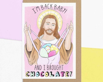 Funny Happy Easter Card For Mum | I'm Back Baby | Jesus Easter Card For Son Or Daughter | Personalise With A Custom Message